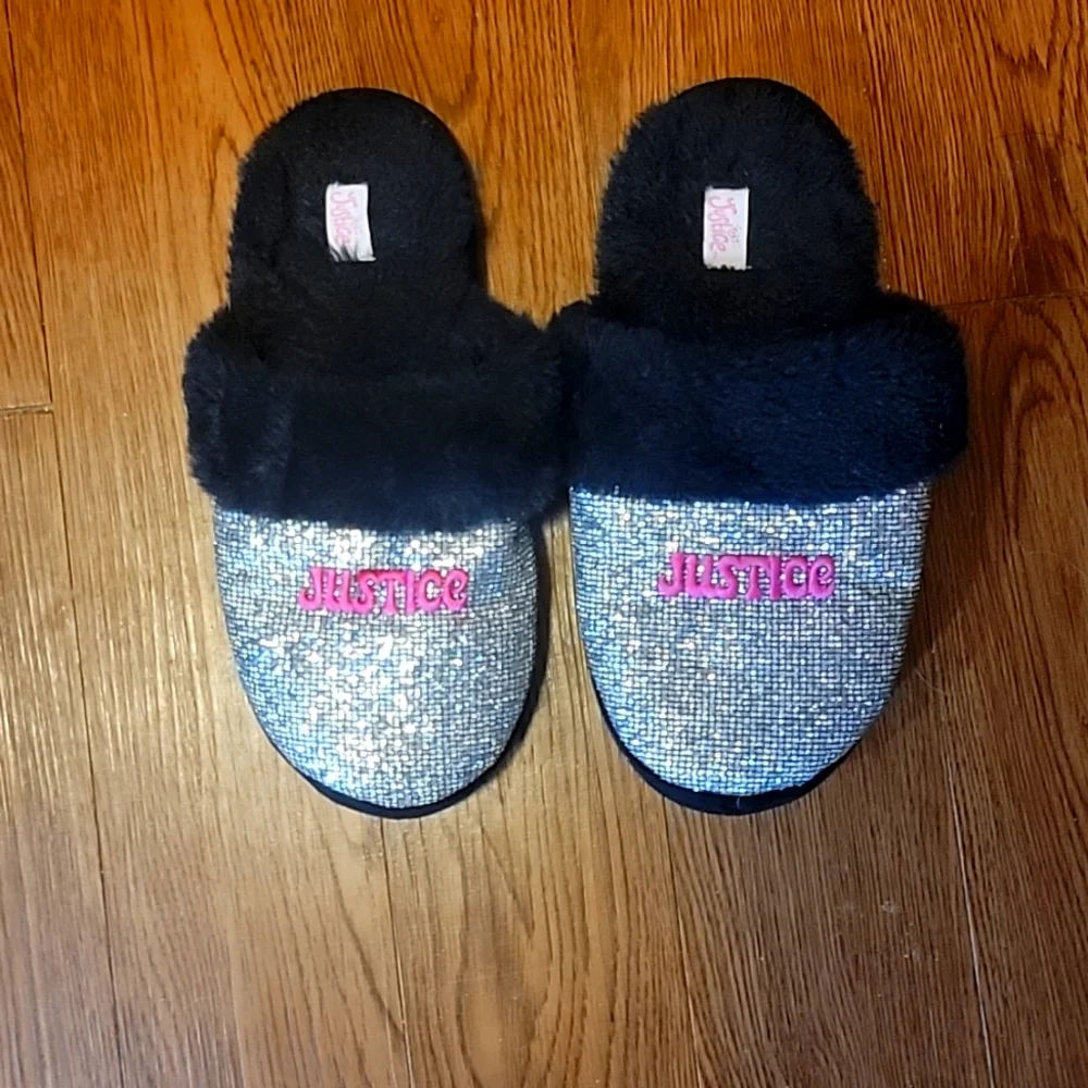 Justice Girls Slippers Black Size 4/5